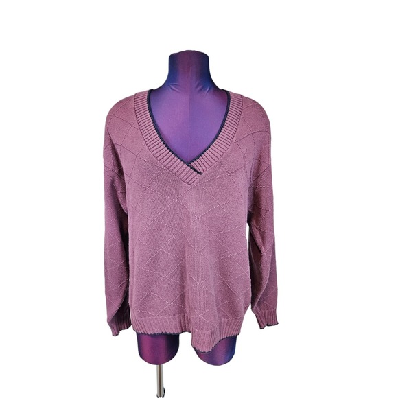 tall timber Sweaters - Vintage 90s Tall Timber Dusty Purple V-Neck Argyle Sweater Size Medium Women H77